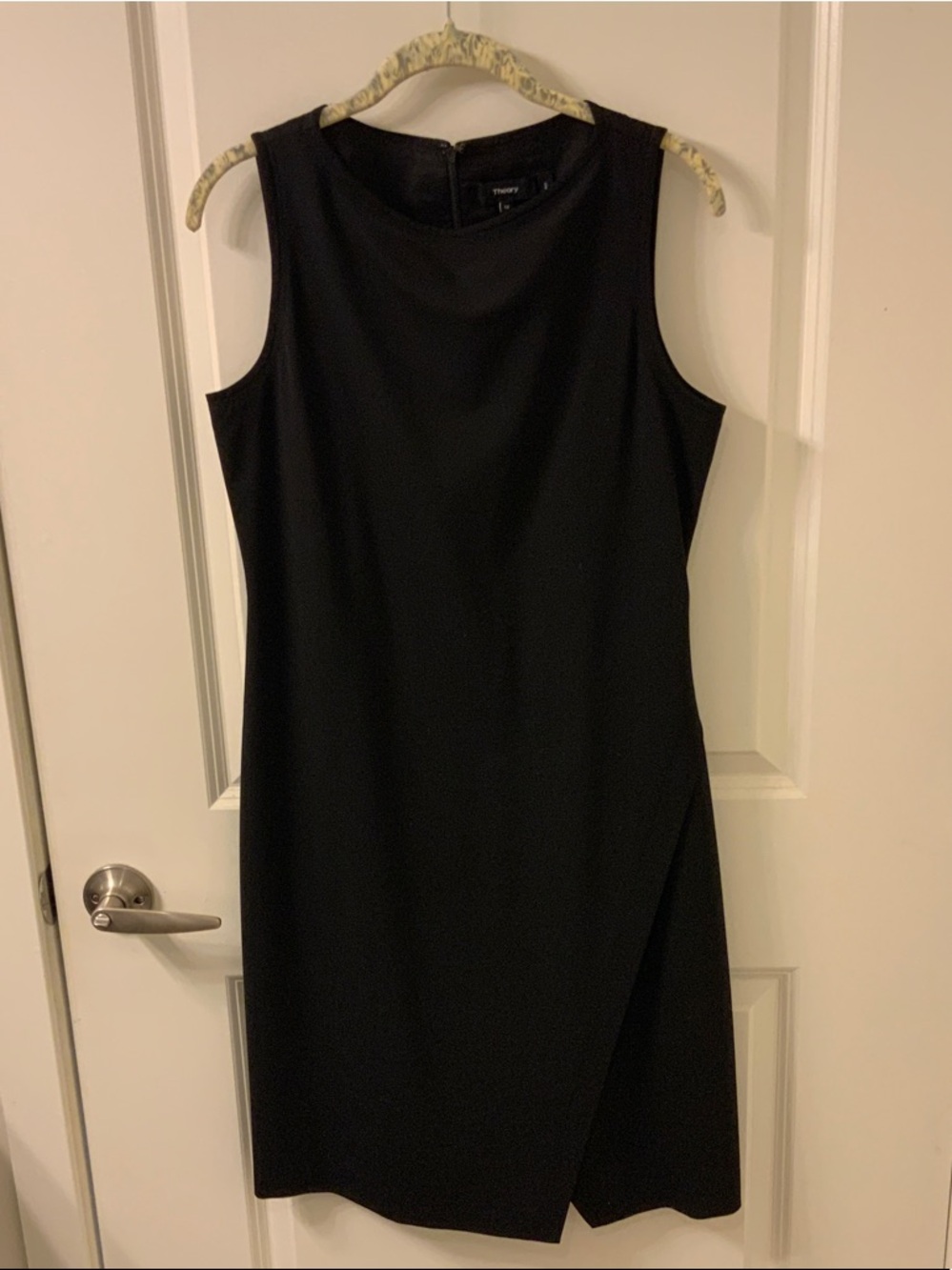 Theory Black Sleeveless Knee-length Goodwool Sheath Dress